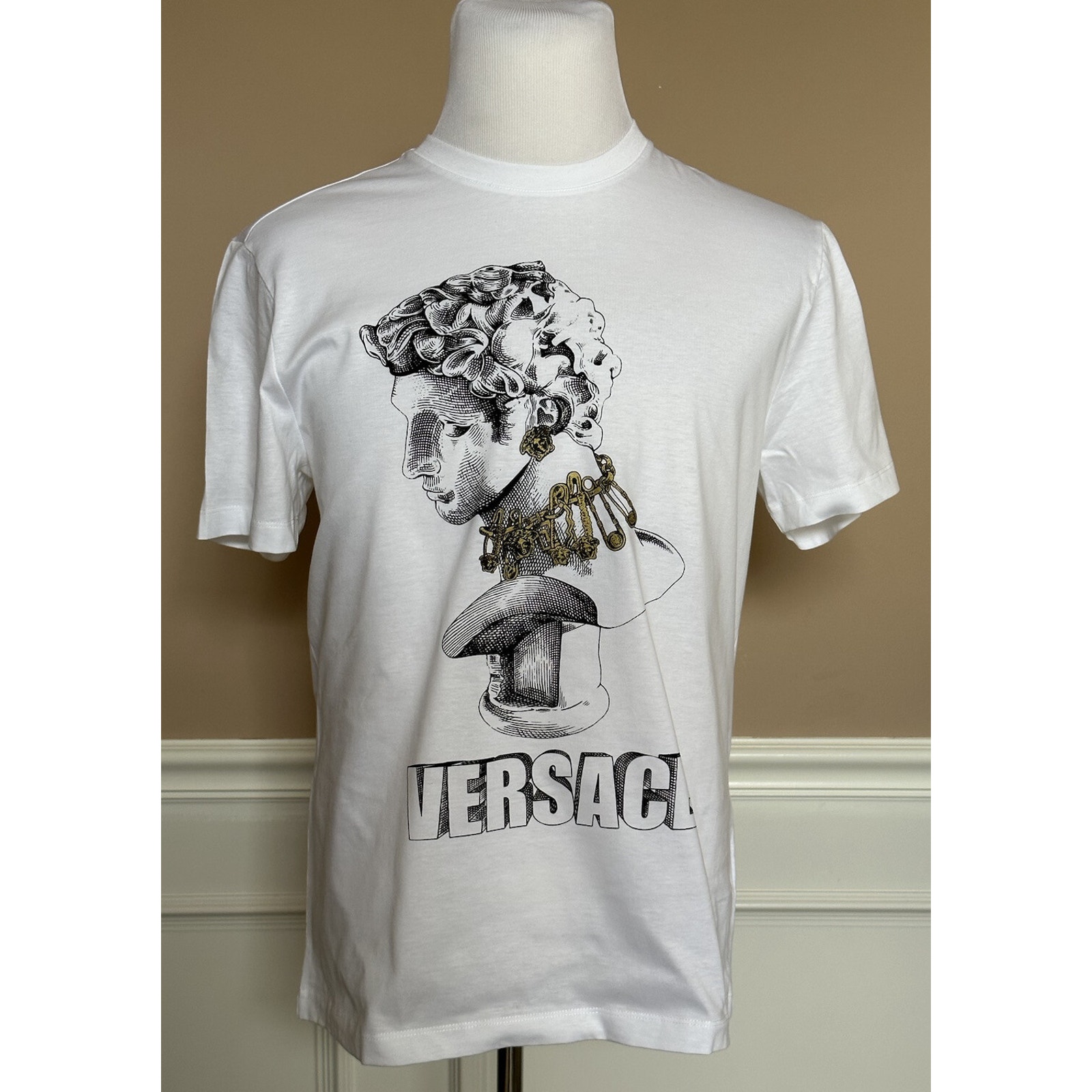 Nwt $775 Versace Mitchel Fit Logo White Jersey T-Shirt Xl 1008485 Italy